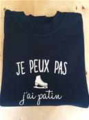 Sweat Je peux pas j ai patin - Marine