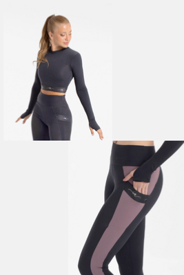 Ensemble de patinage Crop - Noir Violet