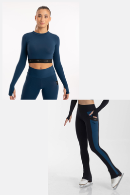 Ensemble de patinage Crop  - Bleu
